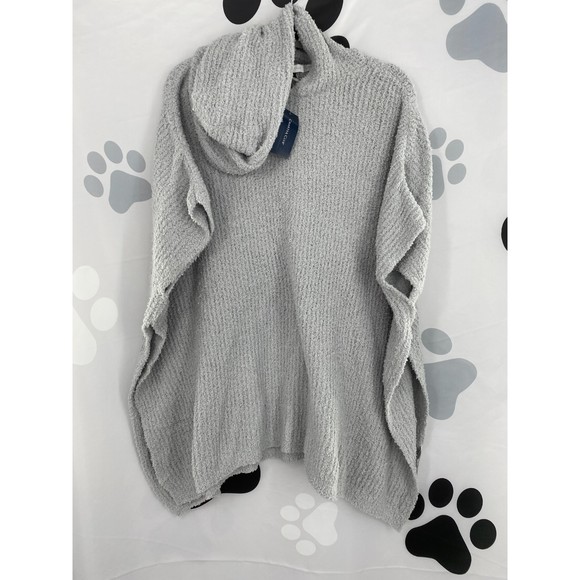 Charter Club NWT Hooded Knit Poncho Pull On Super Sof Solid Gray One Size New - Picture 2 of 10